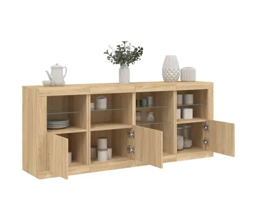 Kumode Ar Led Lampiņām, Ozolkoka Krāsa, 164X37X67 Cm Vidaxl