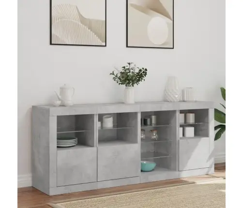 Šoninė Spintelė Su Led Lemputėmis, Betono Pilka, 164X37X67Cm