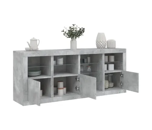 Šoninė Spintelė Su Led Lemputėmis, Betono Pilka, 164X37X67Cm