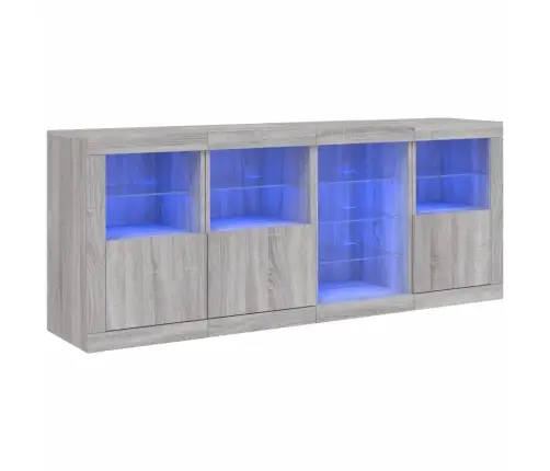 Puhvetkapp Led-Tuledega, Hall Sonoma Tamm, 164 X 37 X 67 Cm