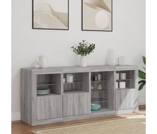 Puhvetkapp Led-Tuledega, Hall Sonoma Tamm, 164 X 37 X 67 Cm