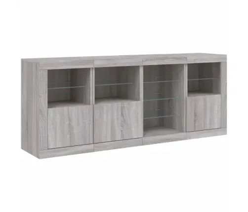 Puhvetkapp Led-Tuledega, Hall Sonoma Tamm, 164 X 37 X 67 Cm