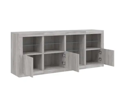 Puhvetkapp Led-Tuledega, Hall Sonoma Tamm, 164 X 37 X 67 Cm