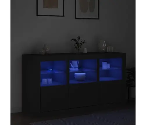 Kumode Ar Led Lampiņām, Melna, 123X37X67 Cm Vidaxl