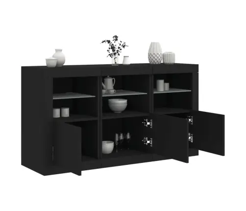 Kumode Ar Led Lampiņām, Melna, 123X37X67 Cm Vidaxl