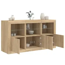 Kumode Ar Led Lampiņām, Ozolkoka Krāsa, 123X37X67 Cm Vidaxl