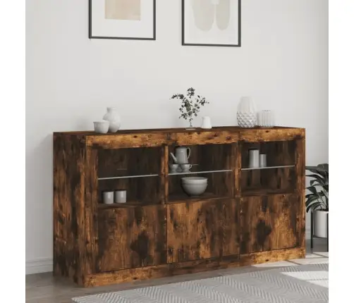 Kumode Ar Led Lampiņām, Ozolkoka Krāsa, 123X37X67 Cm Vidaxl