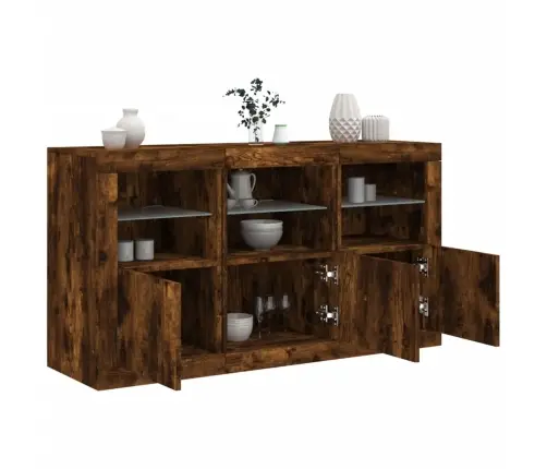 Kumode Ar Led Lampiņām, Ozolkoka Krāsa, 123X37X67 Cm Vidaxl