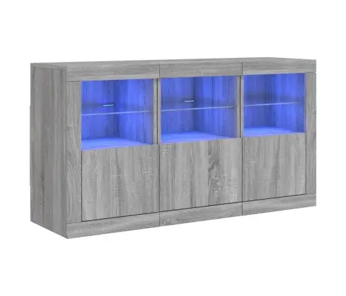 Kumode Ar Led Lampiņām, Pelēka Ozolkoka Krāsa, 123X37X67 Cm Vidaxl