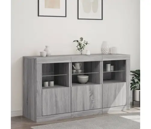 Kumode Ar Led Lampiņām, Pelēka Ozolkoka Krāsa, 123X37X67 Cm Vidaxl