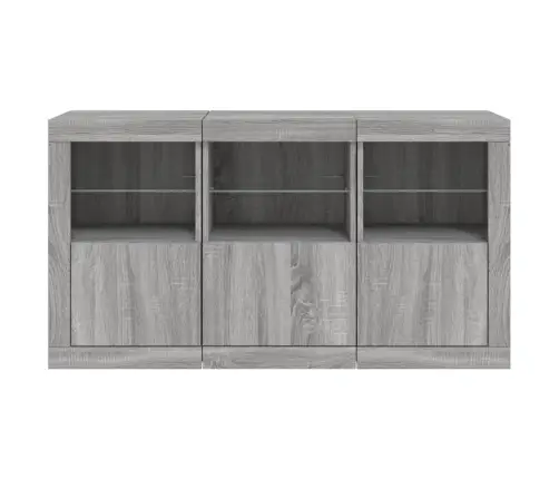 Kumode Ar Led Lampiņām, Pelēka Ozolkoka Krāsa, 123X37X67 Cm Vidaxl