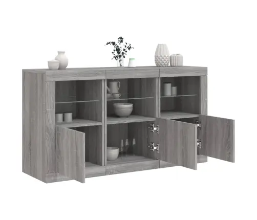 Kumode Ar Led Lampiņām, Pelēka Ozolkoka Krāsa, 123X37X67 Cm Vidaxl