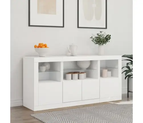 Kumode Ar Led Lampiņām, 142,5X37X67 Cm, Balta Vidaxl