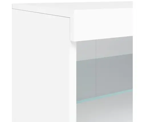 Kumode Ar Led Lampiņām, 142,5X37X67 Cm, Balta Vidaxl