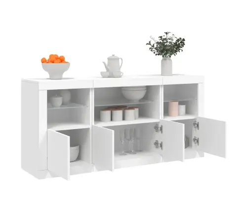 Kumode Ar Led Lampiņām, 142,5X37X67 Cm, Balta Vidaxl