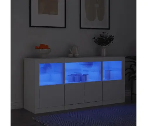 Kumode Ar Led Lampiņām, 142,5X37X67 Cm, Balta Vidaxl