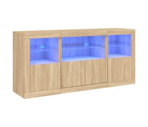Kumode Ar Led Lampiņām, Ozolkoka Krāsa, 142,5X37X67 Cm Vidaxl