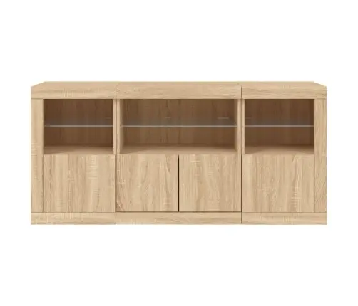 Kumode Ar Led Lampiņām, Ozolkoka Krāsa, 142,5X37X67 Cm Vidaxl