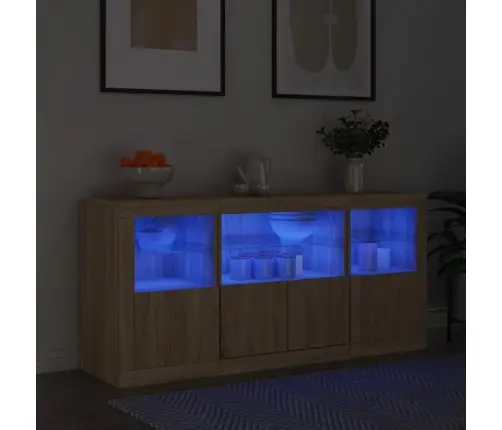 Kumode Ar Led Lampiņām, Ozolkoka Krāsa, 142,5X37X67 Cm Vidaxl