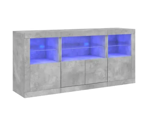 Šoninė Spintelė Su Led Lemputėmis, Betono Pilka, 142,5X37X67Cm