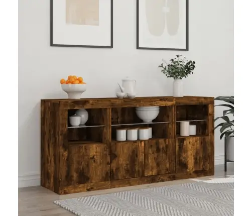 Šoninė Spintelė Su Led Lemputėmis, Dūminė, 142,5X37X67Cm