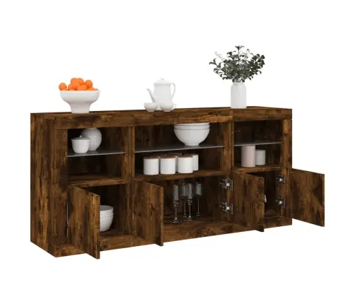 Šoninė Spintelė Su Led Lemputėmis, Dūminė, 142,5X37X67Cm