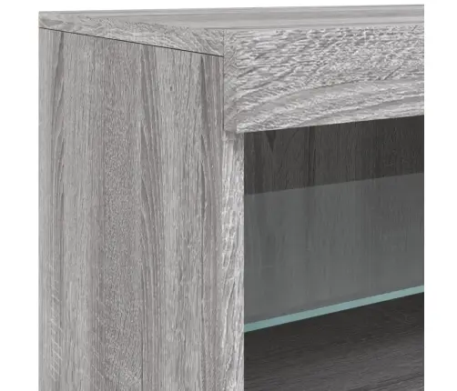 Kumode Ar Led Lampiņām, Pelēka Ozolkoka Krāsa, 142,5X37X67 Cm Vidaxl