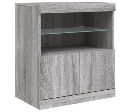 Kumode Ar Led Lampiņām, Pelēka Ozolkoka Krāsa, 142,5X37X67 Cm Vidaxl