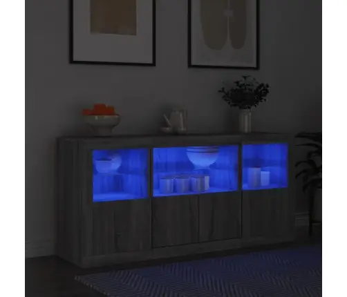 Kumode Ar Led Lampiņām, Pelēka Ozolkoka Krāsa, 142,5X37X67 Cm Vidaxl