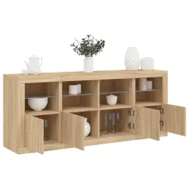 Kumode Ar Led Lampiņām, Ozolkoka Krāsa, 163X37X67 Cm Vidaxl