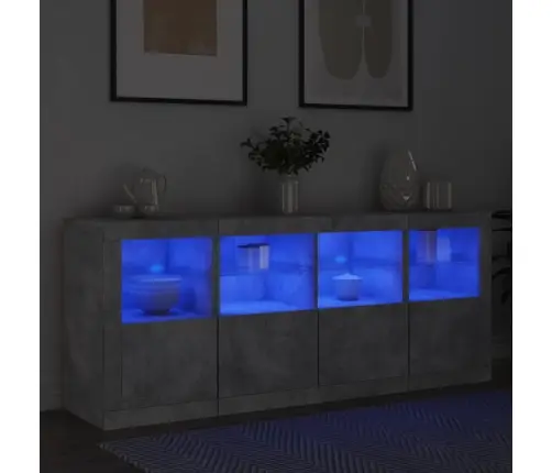 Kumode Ar Led Lampiņām, Betona Pelēka, 163X37X67 Cm Vidaxl