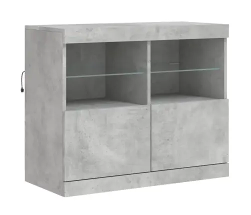 Kumode Ar Led Lampiņām, Betona Pelēka, 163X37X67 Cm Vidaxl