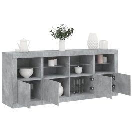 Kumode Ar Led Lampiņām, Betona Pelēka, 163X37X67 Cm Vidaxl