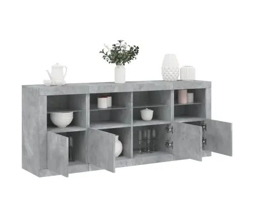 Kumode Ar Led Lampiņām, Betona Pelēka, 163X37X67 Cm Vidaxl