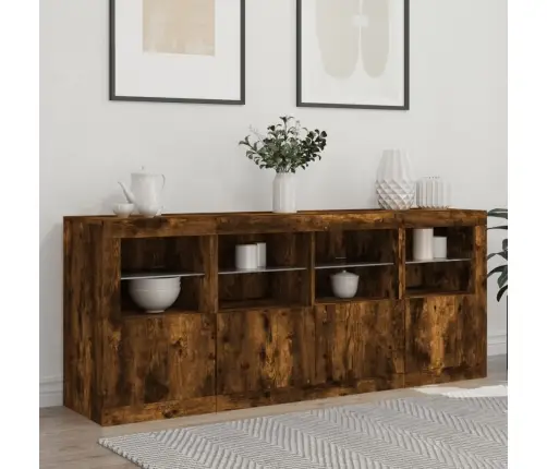 Kumode Ar Led Lampiņām, Ozolkoka Krāsa, 163X37X67 Cm Vidaxl