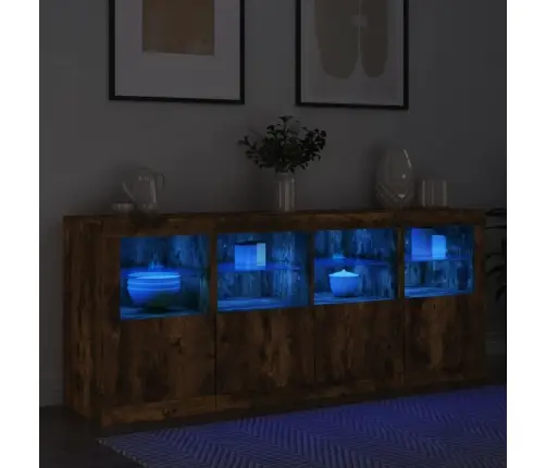 Kumode Ar Led Lampiņām, Ozolkoka Krāsa, 163X37X67 Cm Vidaxl