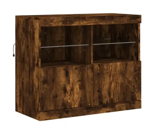 Kumode Ar Led Lampiņām, Ozolkoka Krāsa, 163X37X67 Cm Vidaxl