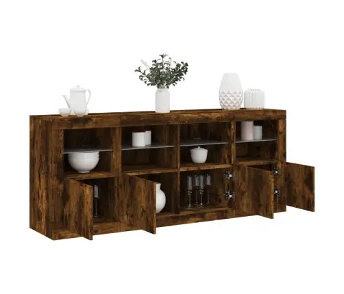 Kumode Ar Led Lampiņām, Ozolkoka Krāsa, 163X37X67 Cm Vidaxl