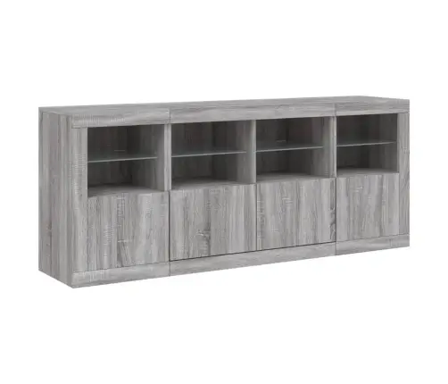 Kumode Ar Led Lampiņām, Pelēka Ozolkoka Krāsa, 163X37X67 Cm Vidaxl