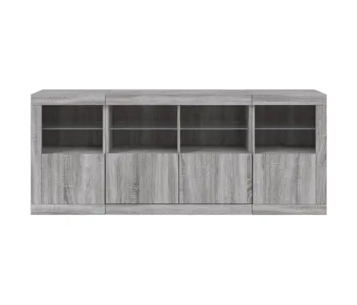 Kumode Ar Led Lampiņām, Pelēka Ozolkoka Krāsa, 163X37X67 Cm Vidaxl