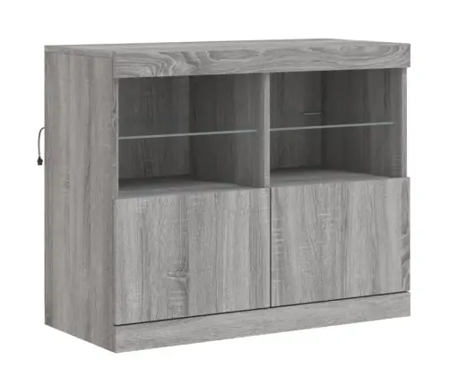 Kumode Ar Led Lampiņām, Pelēka Ozolkoka Krāsa, 163X37X67 Cm Vidaxl