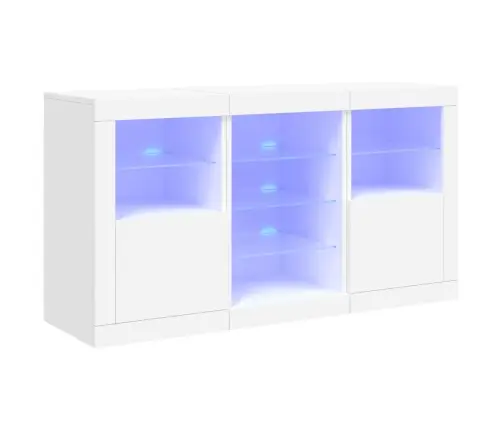 Kumode Ar Led Lampiņām, 123X37X67 Cm, Balta Vidaxl