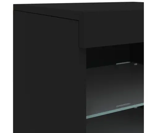 Kumode Ar Led Lampiņām, Melna, 123X37X67 Cm Vidaxl