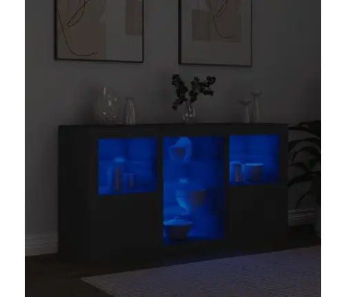 Kumode Ar Led Lampiņām, Melna, 123X37X67 Cm Vidaxl