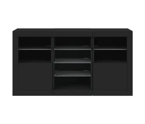 Kumode Ar Led Lampiņām, Melna, 123X37X67 Cm Vidaxl