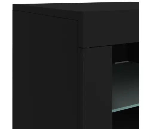 Kumode Ar Led Lampiņām, Melna, 123X37X67 Cm Vidaxl