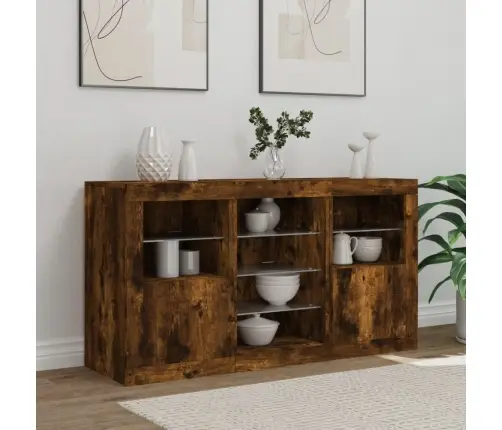 Kumode Ar Led Lampiņām, Ozolkoka Krāsa, 123X37X67 Cm Vidaxl