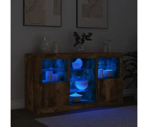 Kumode Ar Led Lampiņām, Ozolkoka Krāsa, 123X37X67 Cm Vidaxl