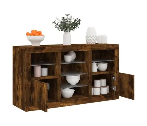 Kumode Ar Led Lampiņām, Ozolkoka Krāsa, 123X37X67 Cm Vidaxl