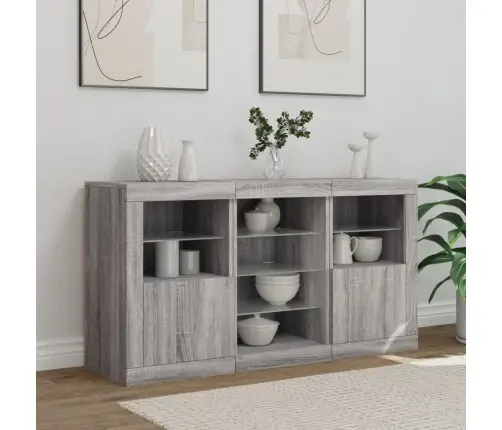 Puhvetkapp Led-Tuledega, Hall Sonoma Tamm, 123 X 37 X 67 Cm